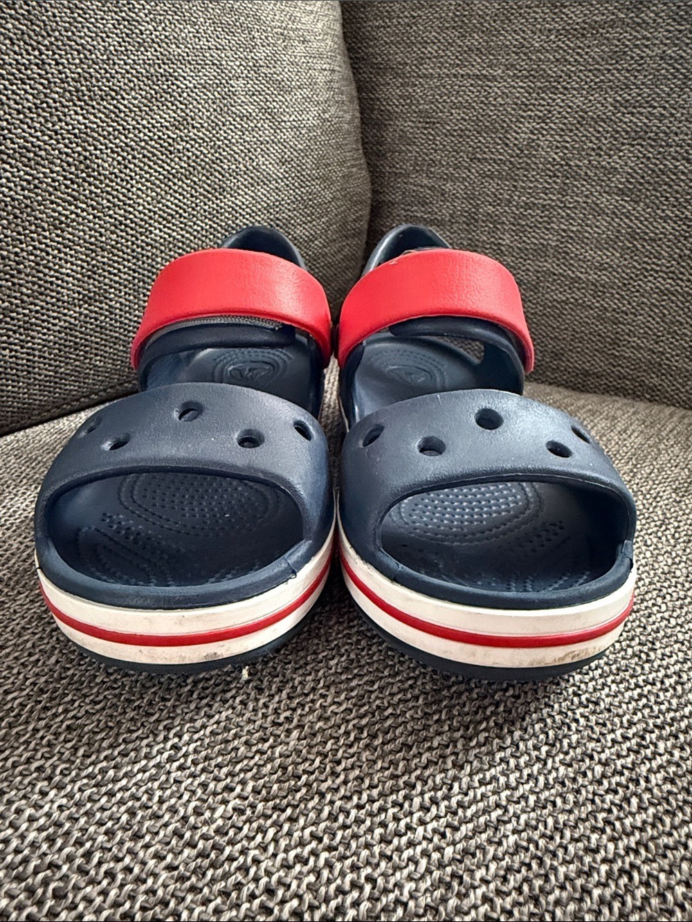 Crocs Crocband Toddler Boy Sandals Navy Red 13 C Used - Picture 13 of 13